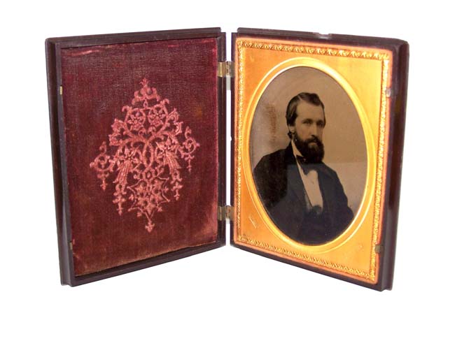 A Large Ambrotype photograph patented on July 4, 1854 by REHN of a bearded gentleman circa 1860